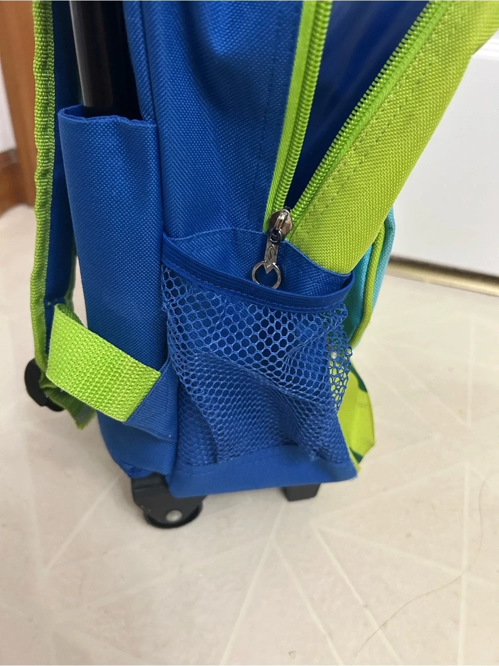 Kids Rolling Backpack - Blue & Green Dino Design mini suitcase small little kids